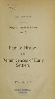 Cover of: Family history and reminiscences of early settlers ... by Niagara Historical Society, Niagara Historical Society