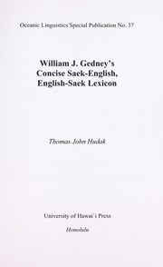 William J. Gedney's concise Saek-English, English-Saek lexicon by Thomas J. Hudak