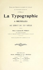 La typographie à Bruxelles au début du XX siècle by Julius Maria Joseph Leo Perquy