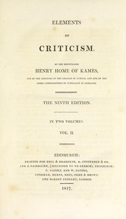 Cover of: Elements of criticism