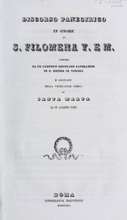 Cover of: Discorso panegirico in onore di S. Filomena v. e m. by 