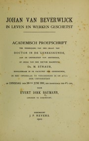 Cover of: Johan van Beverwijck, in leven en werken geschetst. (Thesis) by E. D. Baumann