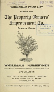 Cover of: Wholesale price list by Property Owners' Improvement Co