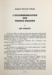 Cover of: L'excommunication des francs-ma©ʹons