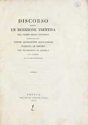 Cover of: Discorso sopra un' iscrizione Trentina del tempo degli Antonini