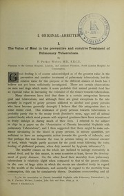 Cover of: The value of meat in the preventive and curative treatment of pulmonary tuberculosis