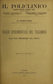 Cover of: Taglio sperimentale del trigemino alla sua emergenza dal ponte