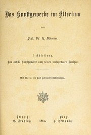 Cover of: Das Kunstgewerbe im Altertum by Hugo Blümner