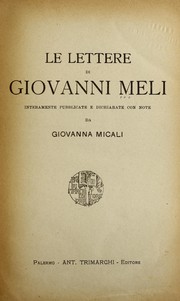 Cover of: Le lettere di Giovanni Meli