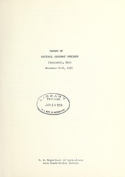 Cover of: Report of National Agronomy Workshop, Cincinnati, Ohio, November 6-10, 1956