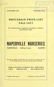 Cover of: Wholesale price list, fall 1917: for nurserymen, landscape gardeners, dealers and florists only