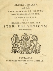 Cover of: Iter Helveticum anni MDCCXXXVIIII by Albrecht von Haller