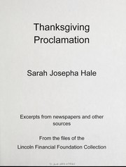 Cover of: Thanksgiving Proclamation: Sarah Josepha Hale