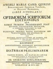Cover of: Angeli Mariæ Card. Quirini ... Liber singularis de optimorum scriptorum editionibus quæ Romæ primum prodierunt post divinum typographiæ inventum by Angelo Maria Quirini