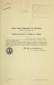 Cover of: Notice regarding scabies in sheep