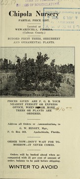 Cover of: Chipola Nursery partial price list: budded fruit trees, shrubbery and ornamental plants