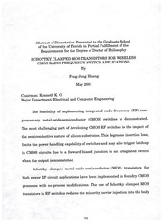 Cover of: Schottky clamped MOS transistors for wireless CMOS radio frequency switch applications