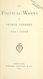 Cover of: The poetical works of George Herbert: with a memoir