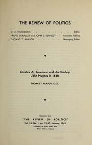 Cover of: Orestes A. Brownson and Archbishop John Hughes in 1860 by McAvoy, Thomas Timothy