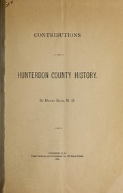 Cover of: Contributions to Hunterdon County history
