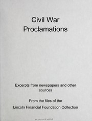 Cover of: Civil War proclamations by Lincoln Financial Foundation Collection