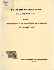 Suitability of aspen trees as livestock feed by South Dakota. Division of Forestry