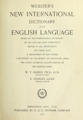 Webster's New international dictionary of the English language by 