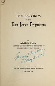 The records of the East Jersey proprietors by Adrian Lyon