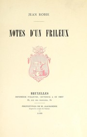 Cover of: Notes d'un frileux