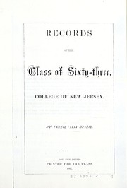 Cover of: Records of the class of sixty-three: College of New Jersey