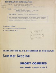 Summer session, Graduate School, U.S. Dept. of Agriculture short courses by Graduate School, USDA