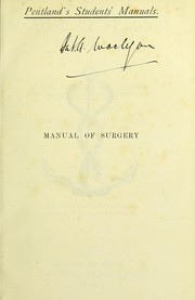 Cover of: Manual of surgery