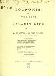 Cover of: Zoonomia : or, the laws of organic life