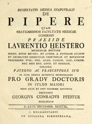 Cover of: Dissertatio medica inauguralis de Pipere