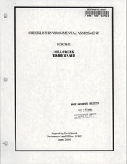 Cover of: Checklist environmental assessment for the Mill Creek timber sale