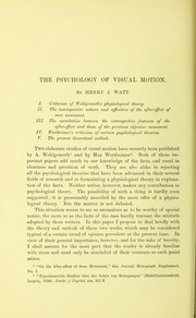 Cover of: The psychology of visual motion