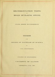 Re-cementation tests of road building stone by Frank Joseph Donnersberger