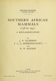 Cover of: Southern African mammals 1758 to 1951: a reclassification