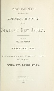 Cover of: Extracts from American newspapers relating to New Jersey: volume IV, 1756-1761