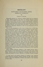 Cover of: Manuscript collections among American Catholics