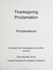 Cover of: Thanksgiving Proclamation: Proclamations