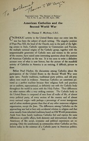 Cover of: American Catholics and the Second World War