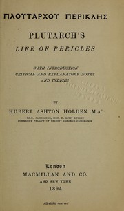 Ploutarchou Perikles = Plutarch's Life of Pericles by Plutarch