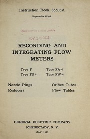 Recording and integrating flow meters by General Electric Company (Schenectady, N.Y.)