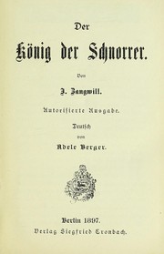 Cover of: Der KoÌnig der Schnorrer by Israel Zangwill, Israel Zangwill