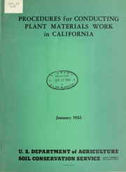 Cover of: Procedures for conducting plant materials work in California