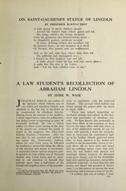 Cover of: A law student's recollection of Abraham Lincoln