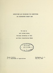 Cover of: Definitions and procedures for identifying and delineating forest land; for use in soil survey phase, National inventory of soil and water conservation needs