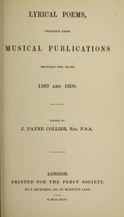 Cover of: Lyrical poems: selected from musical publications between the years 1589 and 1600