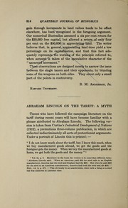 Abraham Lincoln on the tariff by F. W. Taussig